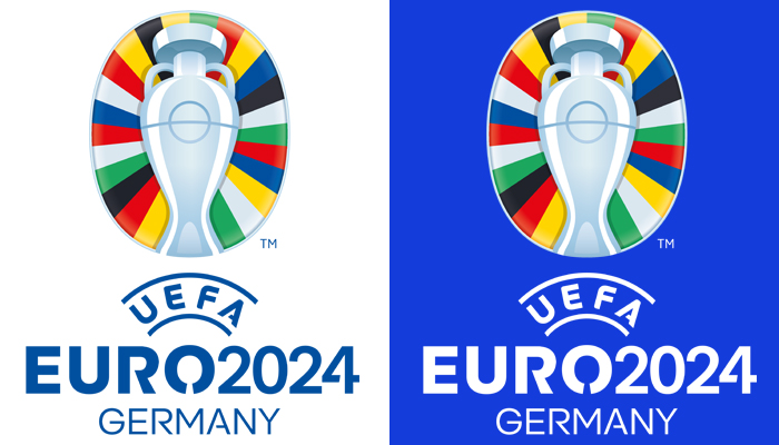 Lichte en donkere variant van het EK 2024 logo